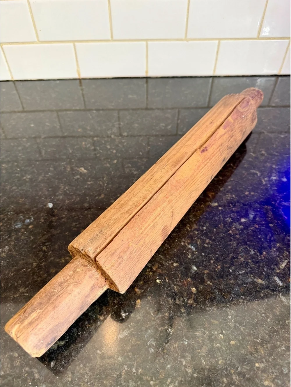 Antique Primitive Wooden Rolling Pin Rustic Farmhouse Treen c. 1880-1920